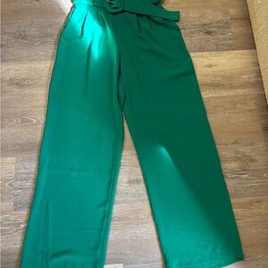 Chic Emerald Wide Leg Women's Pants
